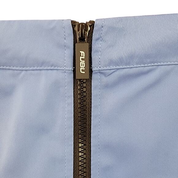 Forever 21‎ x Fubu Blue Zipper Skirt Womens Sz M Mini A Line Sporty Logo Short - Picture 2 of 6